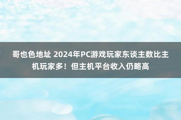 哥也色地址 2024年PC游戏玩家东谈主数比主机玩家多！但主机平台收入仍略高