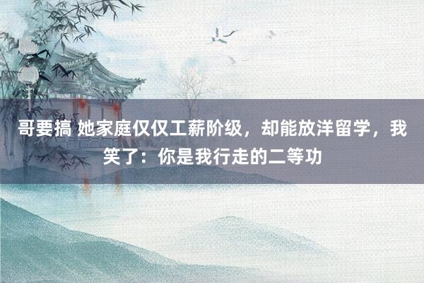 哥要搞 她家庭仅仅工薪阶级，却能放洋留学，我笑了：你是我行走的二等功
