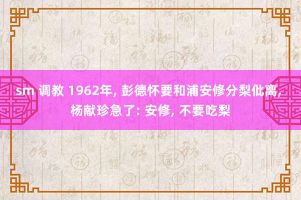 sm 调教 1962年, 彭德怀要和浦安修分梨仳离, 杨献珍急了: 安修, 不要吃梨