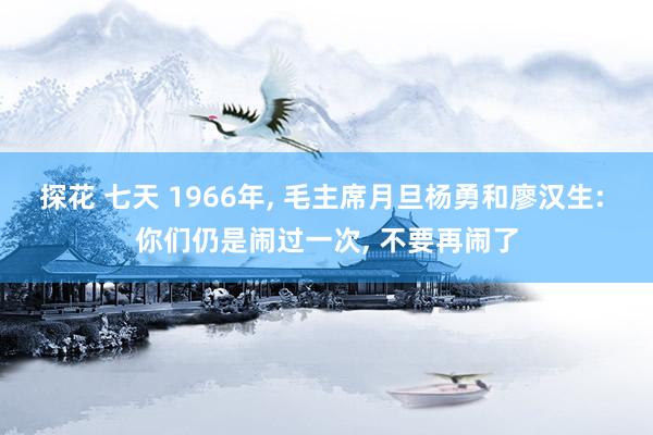 探花 七天 1966年, 毛主席月旦杨勇和廖汉生: 你们仍是闹过一次, 不要再闹了