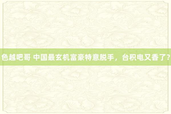 色越吧哥 中国最玄机富豪特意脱手，台积电又香了？